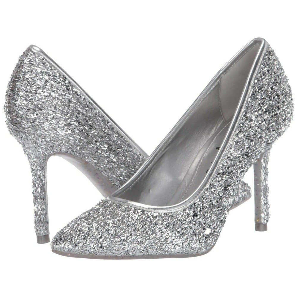 NIB Katy Perry Sz 6M THE SISSY Dressy Silver Glitter Shoes Pumps - Picture 3 of 10